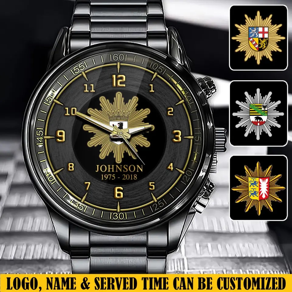 Personalized German Police Logo Custom Name & Time Watch Printed VQ24717