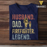Personalized Husband Dad Fierefighter Legend Firefighter & Chirldren T-shirt Printed LVA241224