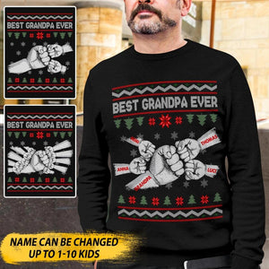 Personalized Best Grandpa Ever Christmas Crew Neck Sweatshirt Printed 22OCT-HY14