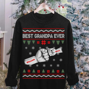 Personalized Best Grandpa Ever Christmas Crew Neck Sweatshirt Printed 22OCT-HY14