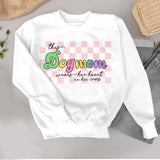Personalized This Dog Mom Wears Her Heart Sweatshirt And Clog Slipper Shoes Printed 23FEB-HQ06