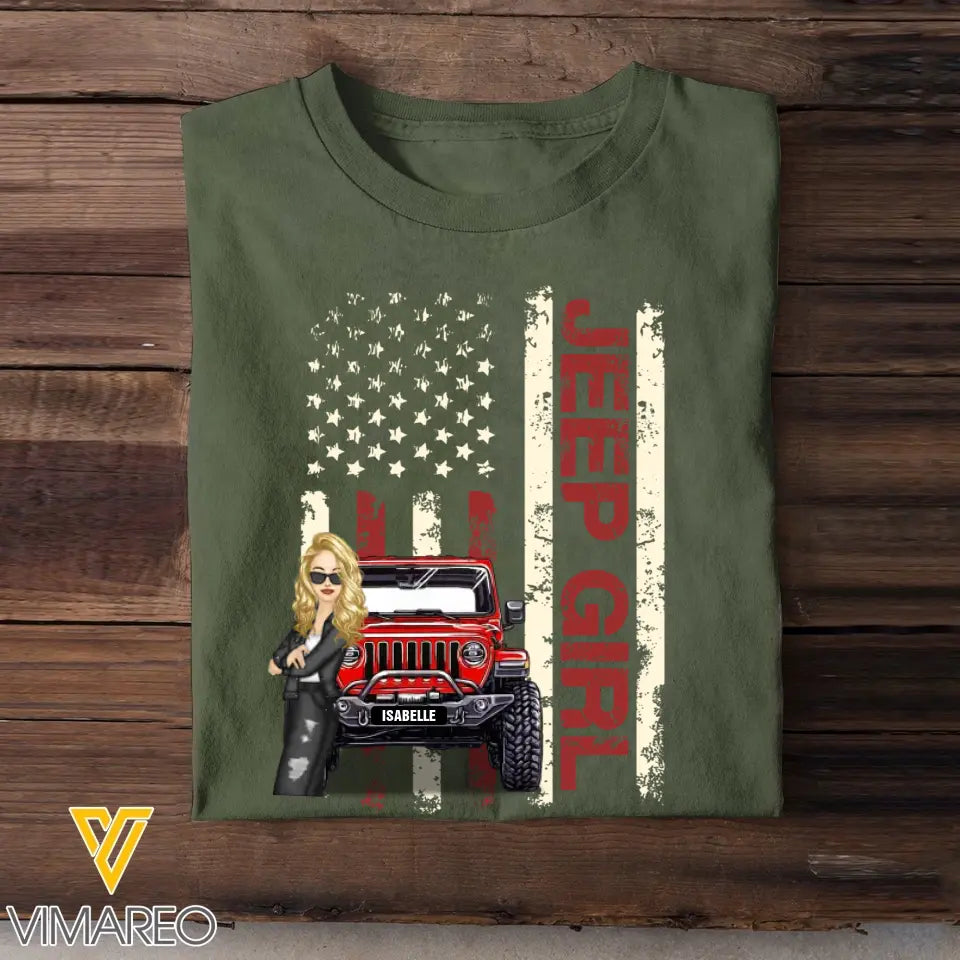 Personalized Jeep Girl Colorful Tshirt Printed QTDT0906