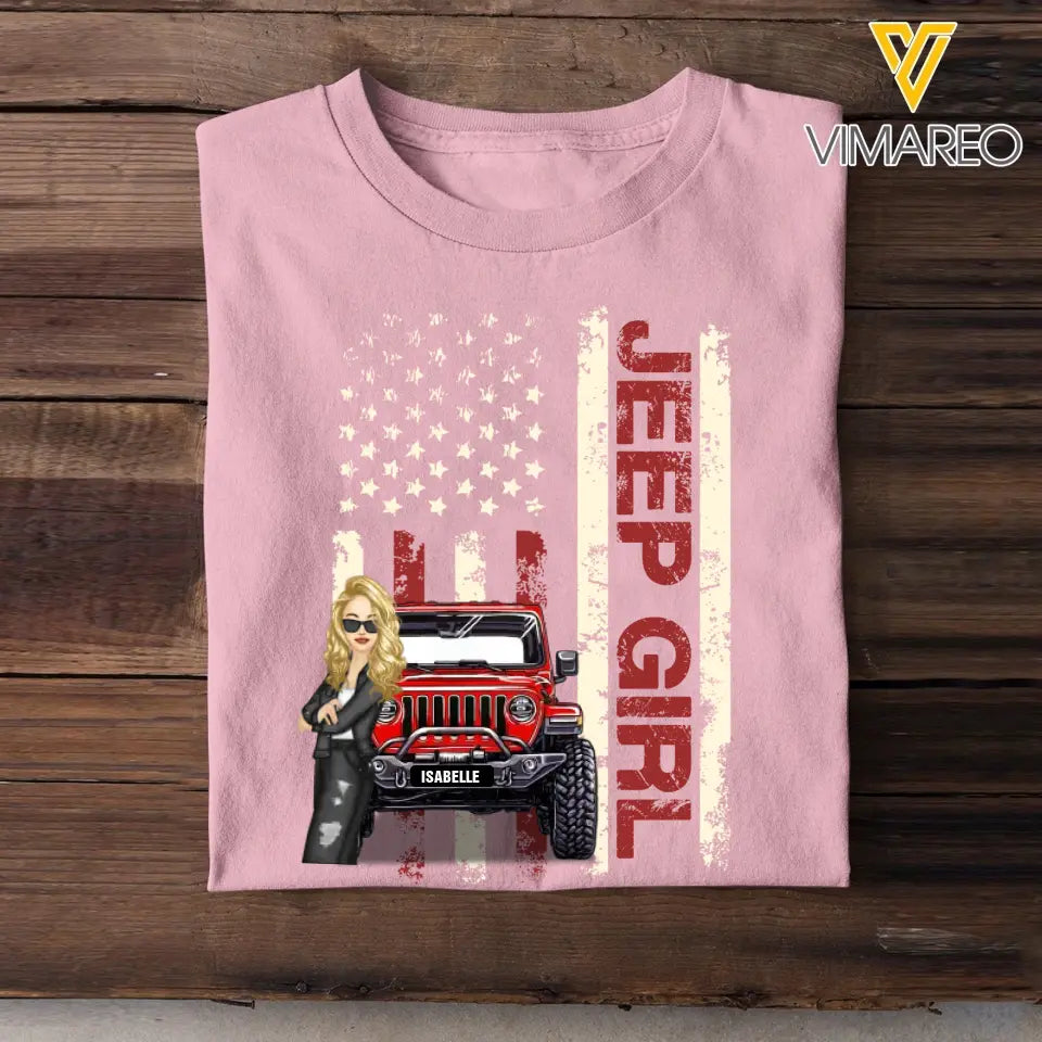 Personalized Jeep Girl Colorful Tshirt Printed QTDT0906