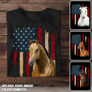 Personalized Upload Your Horse Photo Horse Lovers Gift T-shirt Printed 23JUN-DT14