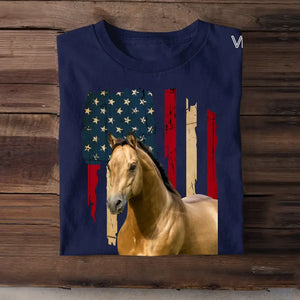 Personalized Upload Your Horse Photo Horse Lovers Gift T-shirt Printed 23JUN-DT14