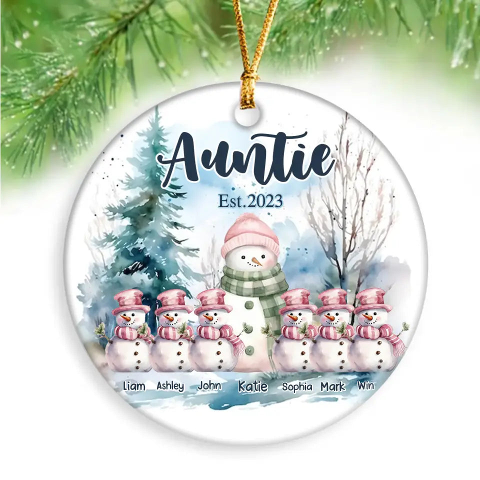 Personalized Auntie Merry Christmas Custom Name Ceramic Ornament Printed HTHVQ23725