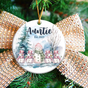 Personalized Auntie Merry Christmas Custom Name Ceramic Ornament Printed HTHVQ23725