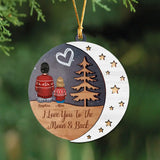 Personalized I Love You To The Moon & Back Grandma & Kid Name Wooden Ornament 2 Layer Printed KVH23737