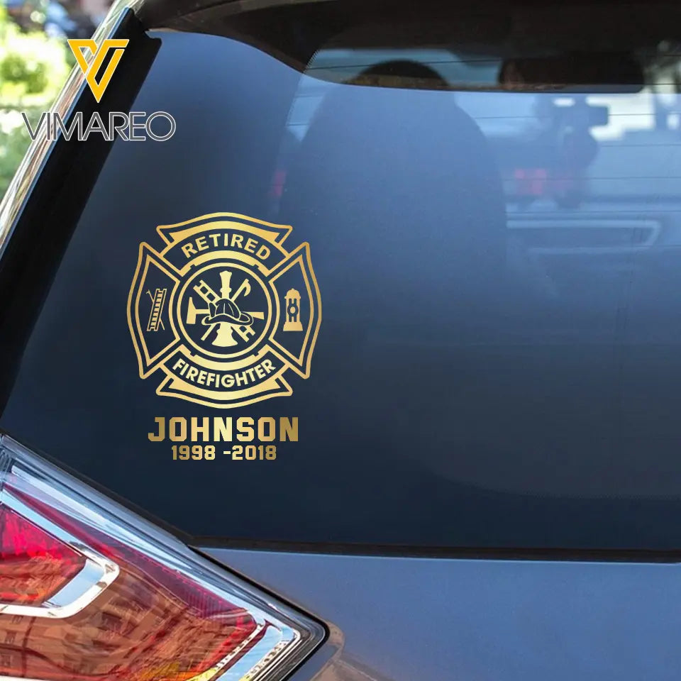 Personalized Firefighter Retired Custom Title Decal Printed QTKH893