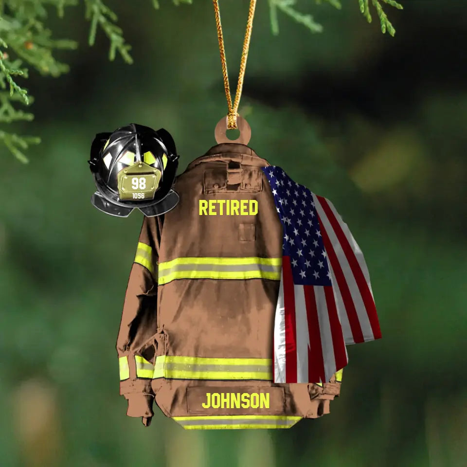 Personalized Firefighter Uniform Custom Name Acrylic Ornament Printed HN23924