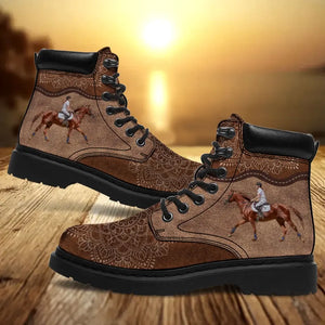 Personalized Upload Your Horse Photo Leather Boots Printed VQ23933