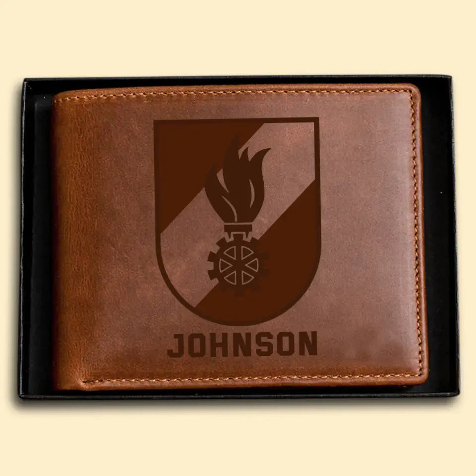 Personalized Austrian Firefighter Custom Name Laser Leather Wallet QTKH941