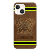 Personalized Firefighter Custom Name Leather Phonecase Printed KVH23949