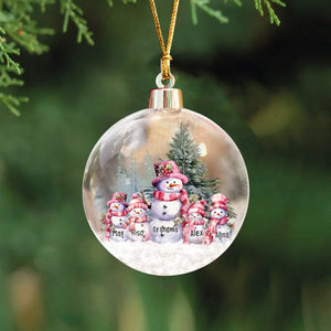 Personalized Grandma Snowman Custom Name Christmas Gift Pink Snowball 3D Ball Ornament Printed NTMTHN23982