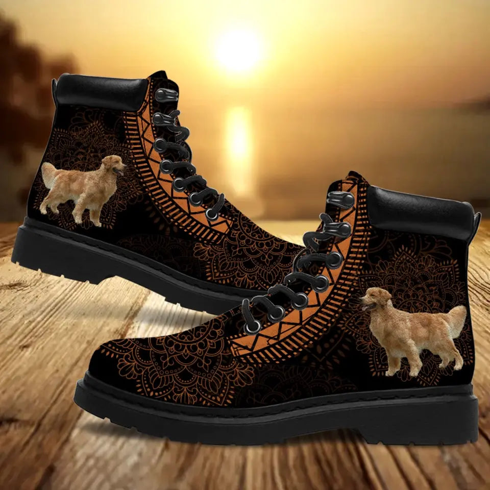 Personalized Upload Your Dog Photo Leather Boots Printed VQ23999