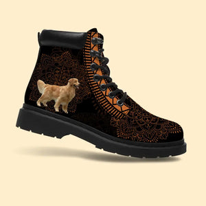 Personalized Upload Your Dog Photo Leather Boots Printed VQ23999
