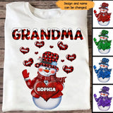 Personalized Grandma Snowman Hearts & Kid Names Christmas Gift T-shirt Printed HN231026