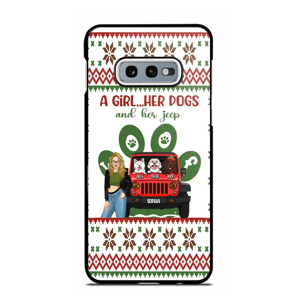 Personalized A Girl Her Dogs And Her Jeep Jeep Girl Phonecase Printed MTHN231038