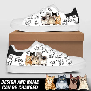Personalized Cat Cute Cat Lovers Gift Custom Name Lowtop Shoes Printed VQ231055