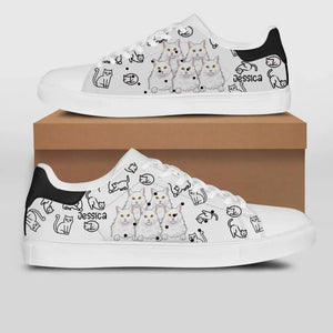 Personalized Cat Cute Cat Lovers Gift Custom Name Lowtop Shoes Printed VQ231055