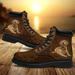 Personalized Upload Your Photo Dog Lovers Gift Leather Boots Printed LDMKVH231070