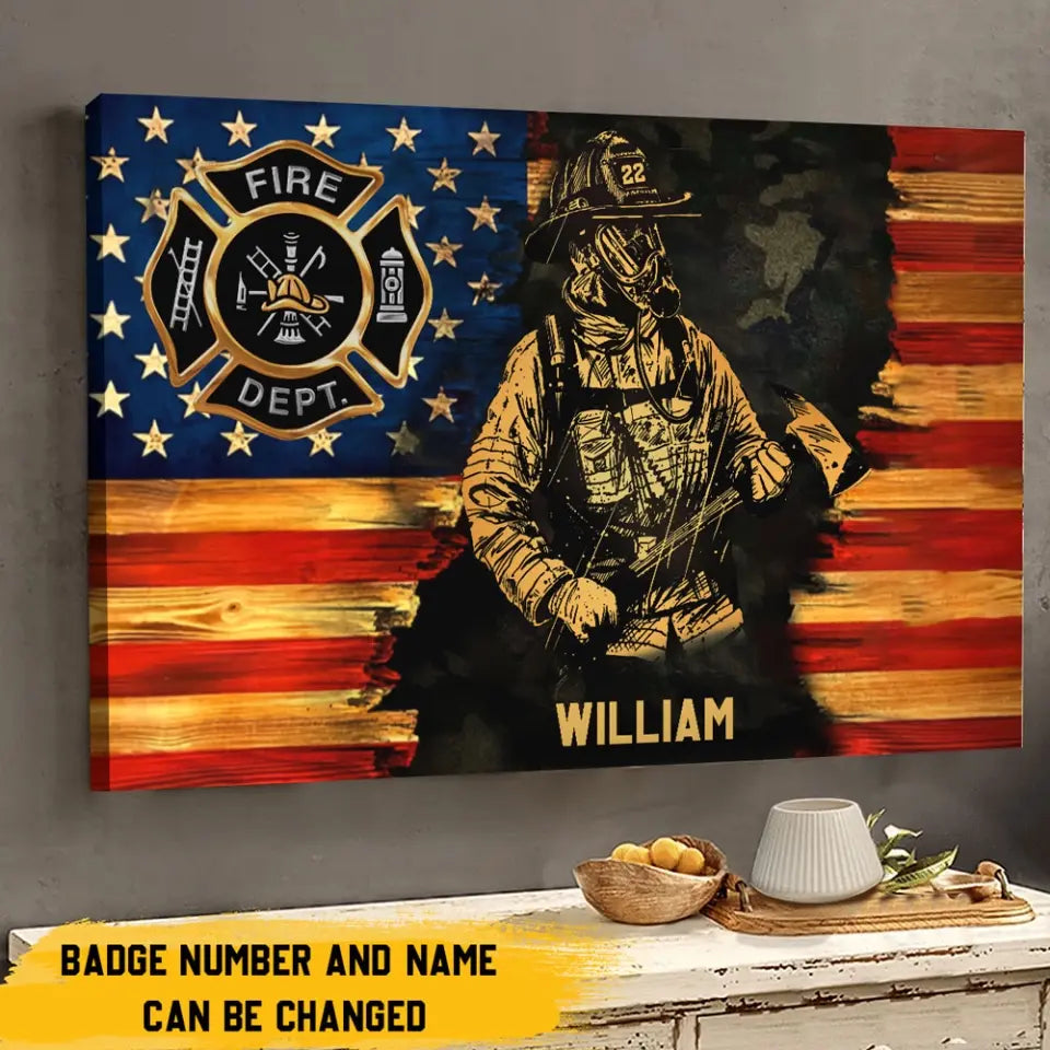 Personalized US Firefighter Canvas Printed TQTHN231102