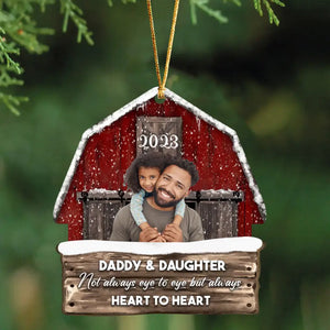 Personalized Upload Your Photo Daddy & Daughter Not Always Eye To Eye But Always Heart To Heart Wooden Ornament Printed HTHHN231131