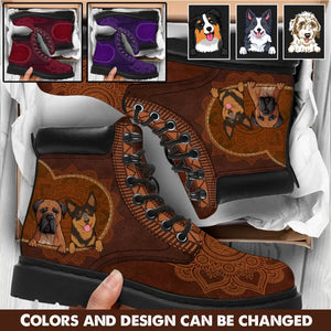 Personalized Dog Name Dog Lovers Gift Leather Boots Printed KVH231130
