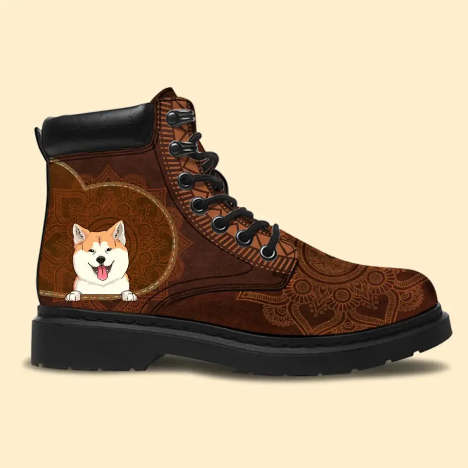 Personalized Dog Name Dog Lovers Gift Leather Boots Printed KVH231130