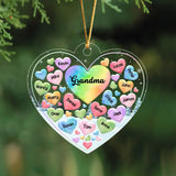 Personalized Grandma Hearts with Kid Names Christmas Gift Acrylic Ornament Printed VQ231136