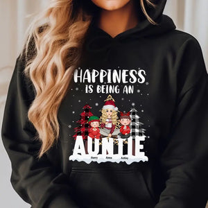 Personalized Happiness Is Being An Auntie Kid Names Christmas Gift Hoodie 2D Printed LVA231144