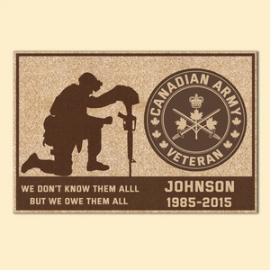 Personalized Canadian Army Veteran Custom Name & Time Doormat Printed KVH231152