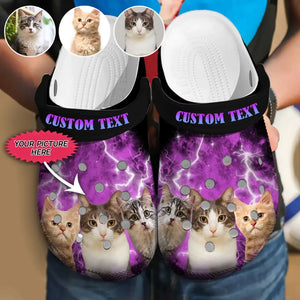 Personalized Upload Your Cat Photo Cat Lovers Gift Clogs Slipper Shoes Printed HN231153