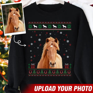 Personalized Upload Your Horse Photo Horse Christmas Gift Sweatshirt Printed LDMVQ231209