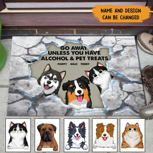 Personalized Go Away Unless You Have Alcohol & Pet Treats Doormat Printed KVH231277