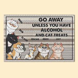 Personalized Go Away Unless You Have Alcohol And Cat Treats Cat Lovers Gift Doormat Printed KVH231308
