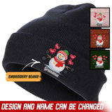 Personalized Grandma Snowman Custom Kid's Name Embroidered Beanie Printed VQ231352