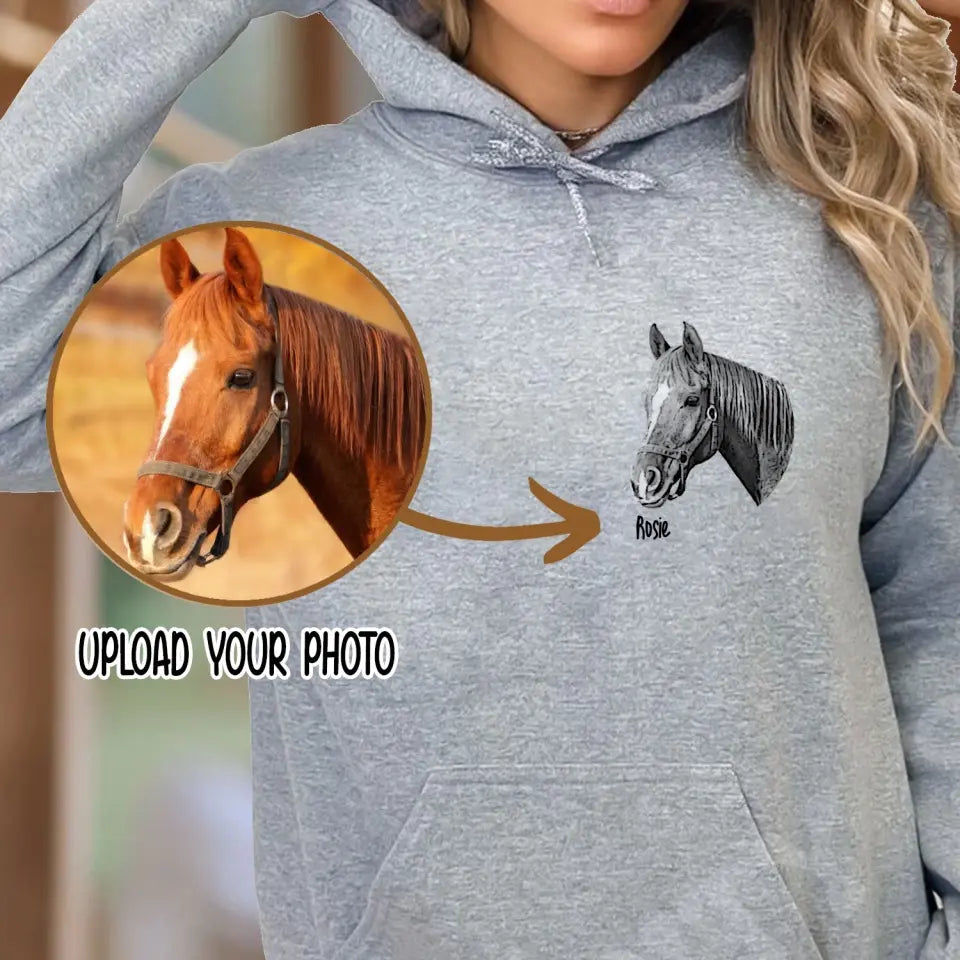 Personalized Upload Your Horse Photo Horse Lovers Gift Hoodie 2D Printed VQ231349