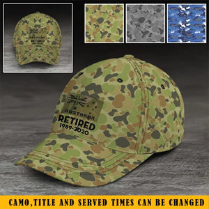 Personalized Australia Defend Force Veteran Retired Custom Served Time Cap QTKH1501