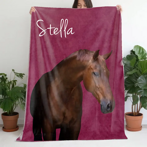 Personalized Upload Your Photo Horse Sherpa or Fleece Blanket Printed KVH231368