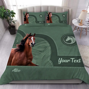 Personalized Upload Your Horse Photo Horse Lovers Gift Bedding Set Printed HN231621