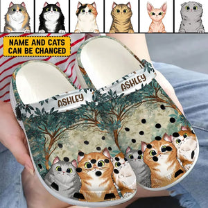 Personalized Cat Cute Cat Lovers Gift Clogs Slipper Shoes Printed LVA2458