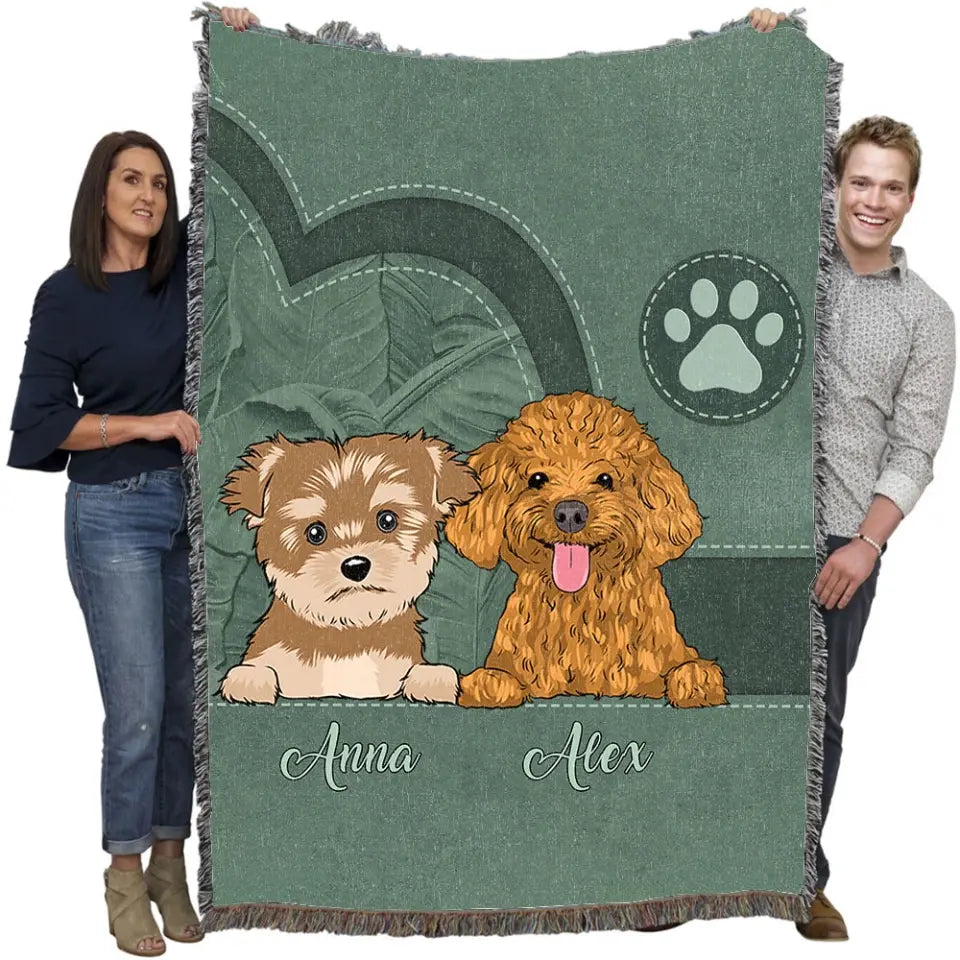 Personalized Dog Mom Dog Dad Dog Lovers Gift Woven Blanket Printed HN2472