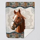 Personalized Upload Your Horse Photo Sherpa or Fleece Blanket Printed HN1700