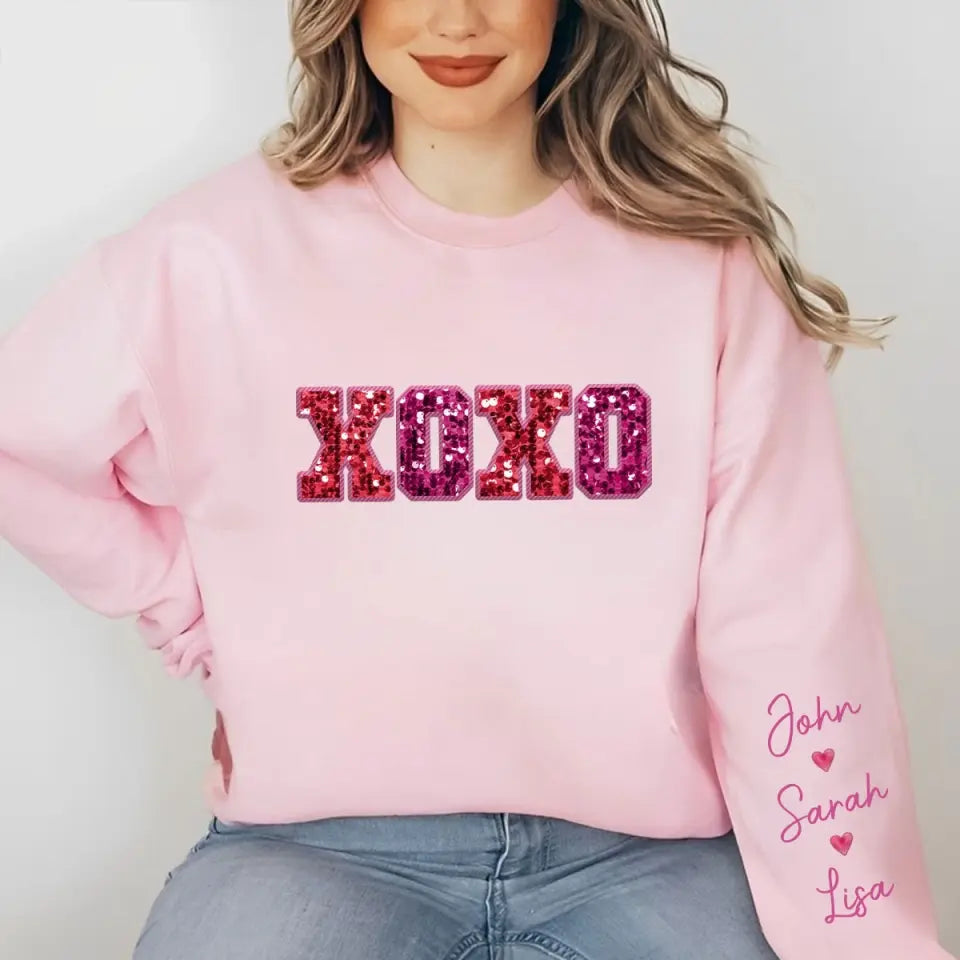 Personalized XOXO Heart Custom Kid Name Valentine's Day Gift Sweatshirt Printed QTVQ24156