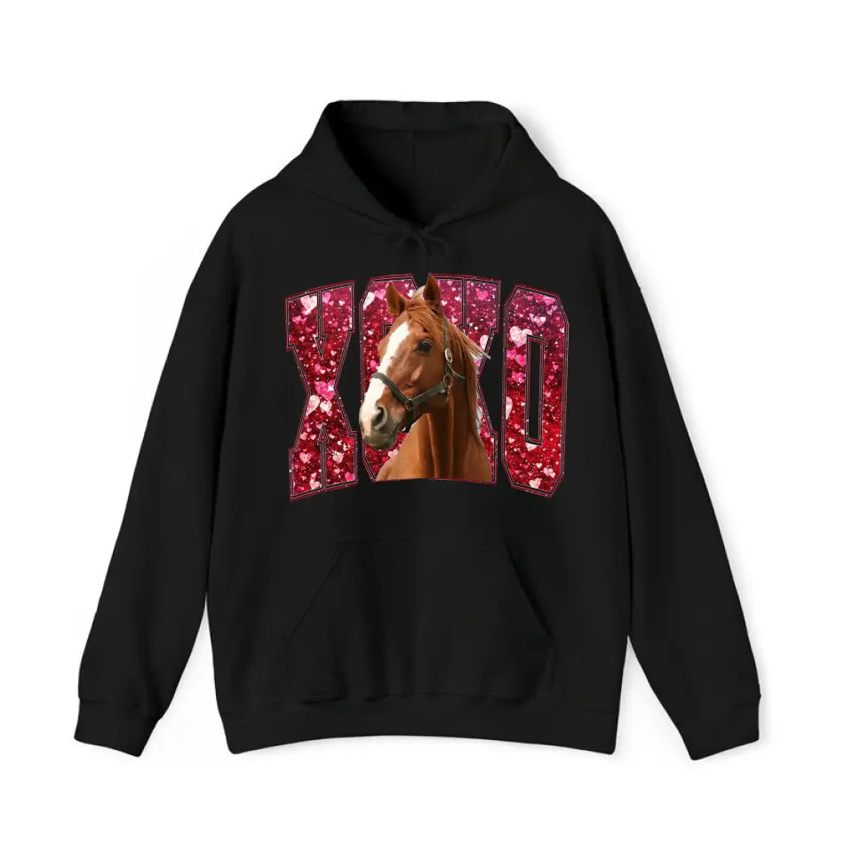 Personalized Upload Your Horse Photo Horse Lovers Gift Xoxo Valentine's Day Gift Sweatshirt or Hoodie Printed VQ24160