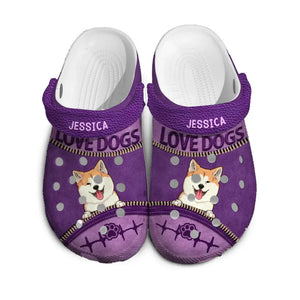 Personalized Love Dogs Custom Name Dog Lovers Gift Clogs Slipper Shoes Printed LVA24192