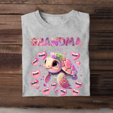 Personalized Grandma Turtle Hearts & Kid Names T-shirt Printed HN24210
