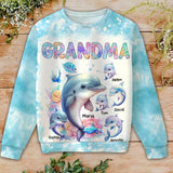 Personalized Grandma Dolphins & Kid Names Sweater 3D Printed VQ24316