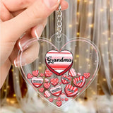 Personalized Grandma Hearts with Kid Name Acrylic Keychain Printed VQ24329